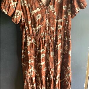 Rust Floral Maxi Dress w/jackalopes